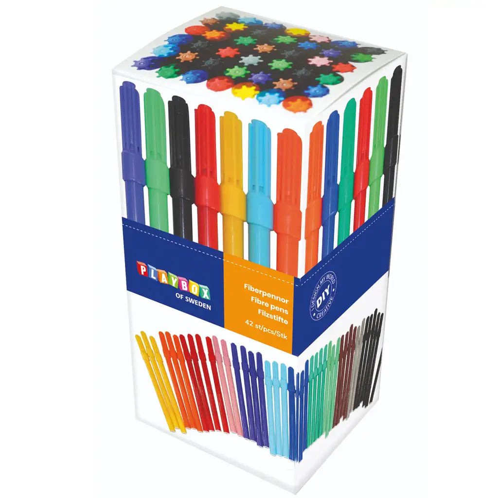 PlayBox: Farbiger 42-teiliger dünner Filzstift-Set