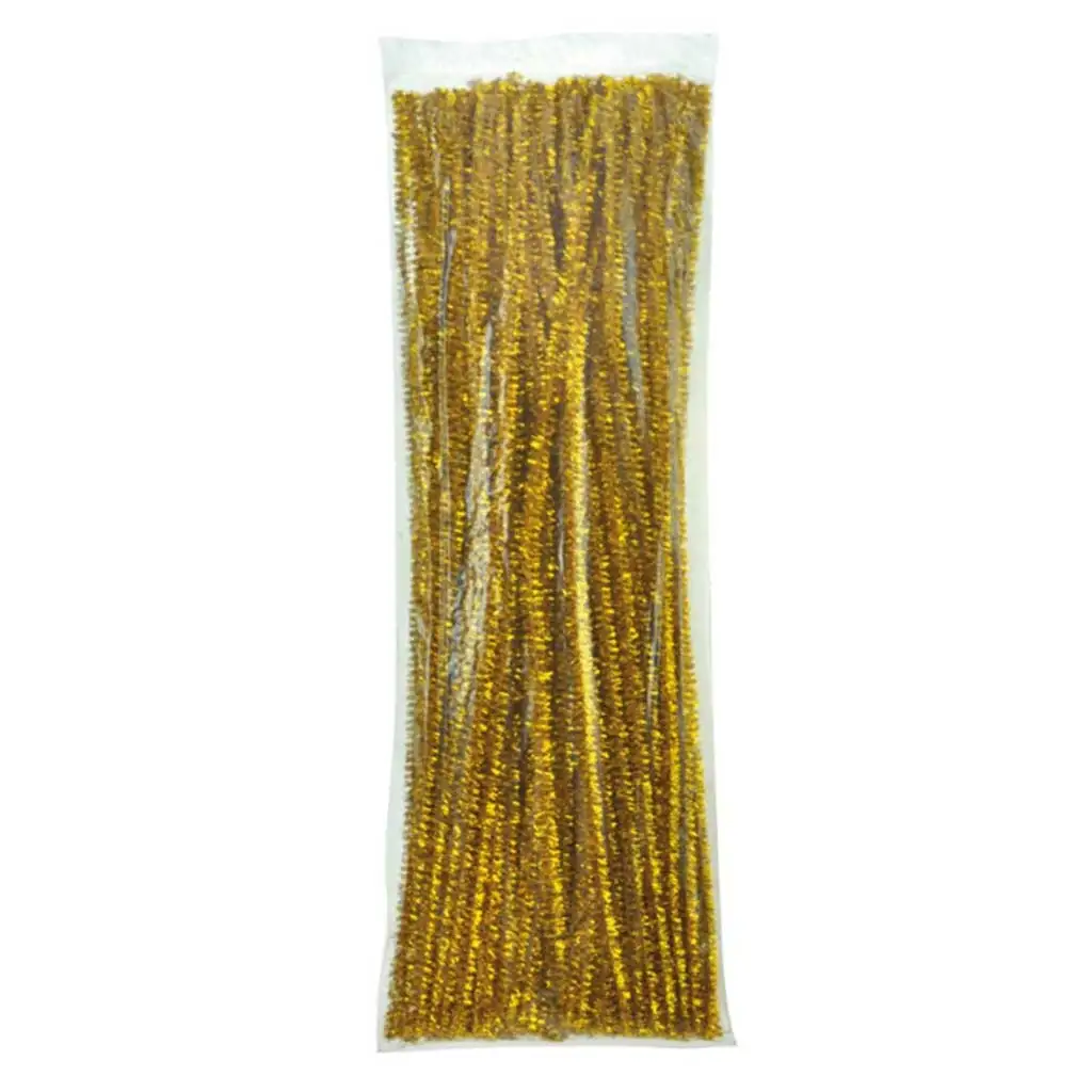 PlayBox: Goldfarbene Chenille-Fäden 100 Stück 6mm