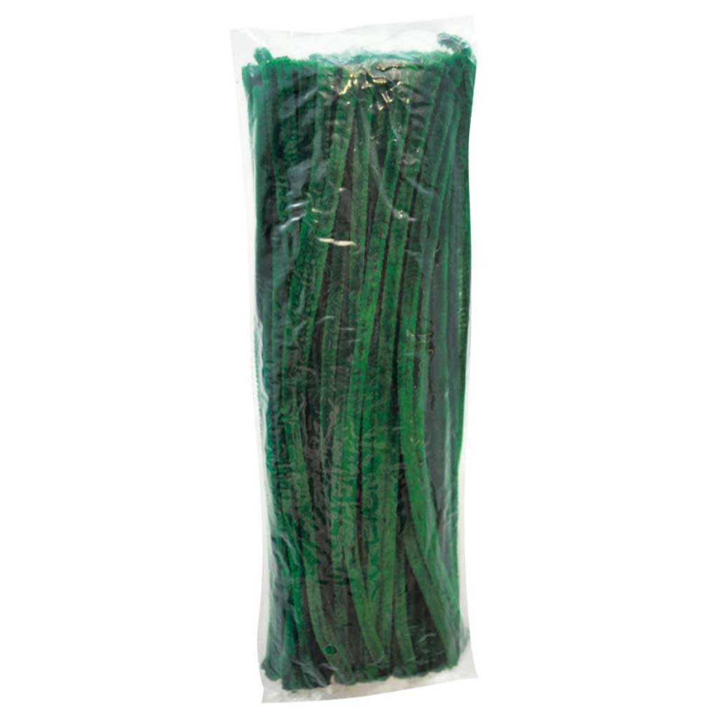 PlayBox: Grüne Chenille-Fäden 100 Stück 6mm