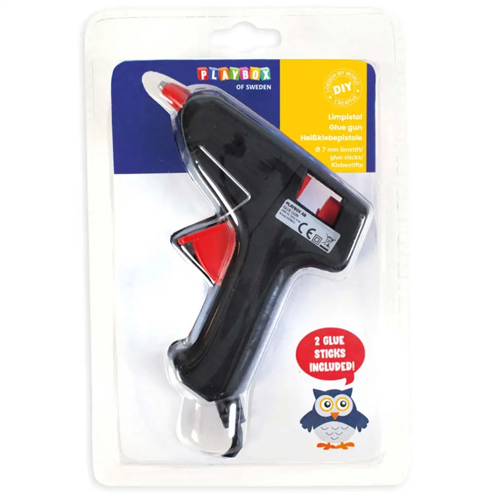 PlayBox: Kleiner, niedrigtemperatur-Heißklebepistole mit 2 Stück 7mm Klebestiften