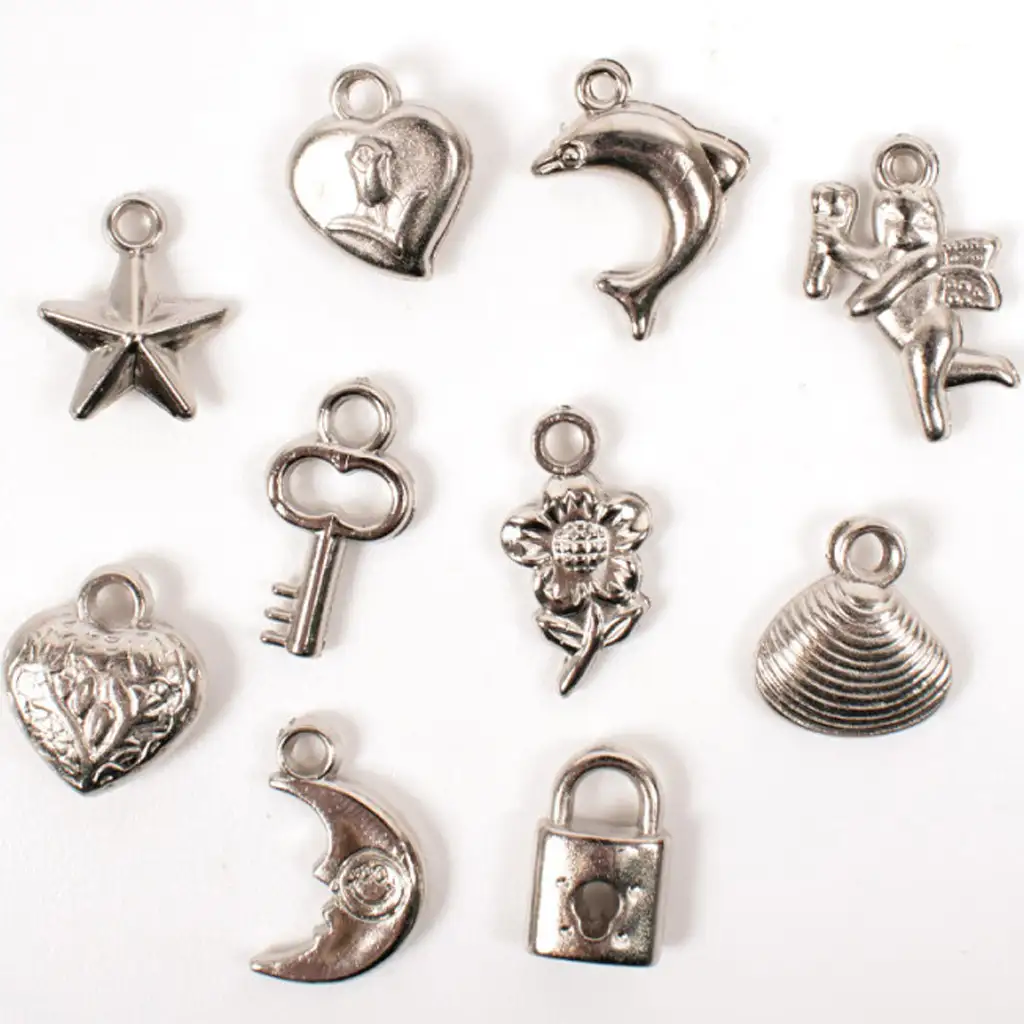 PlayBox: Kunststoff silberfarbene auffädelbare Anhänger 200er-Pack