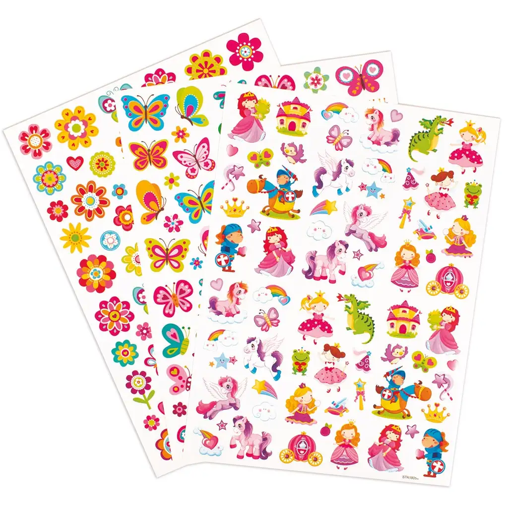 PlayBox: Mädchenhafte Schmetterlings- und Prinzessinnen-Aufkleberset, 221 Stück