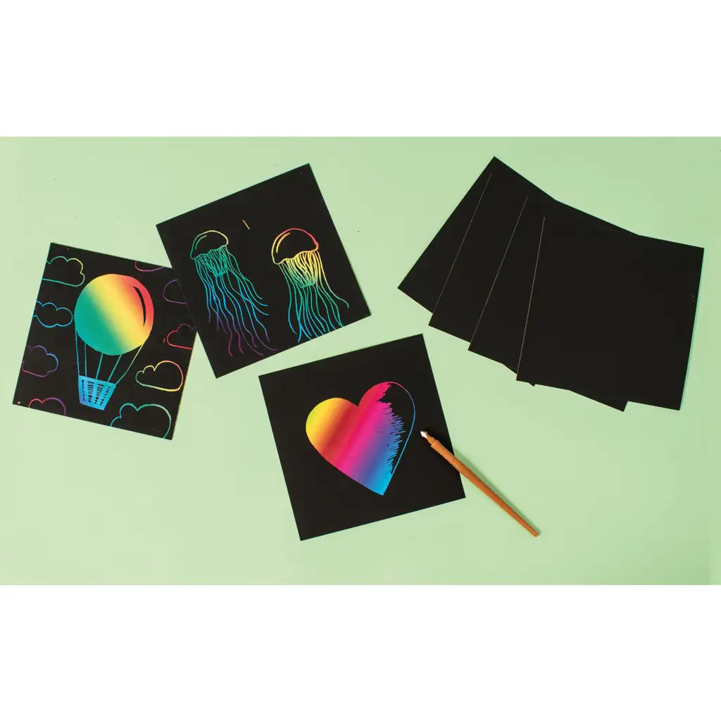 PlayBox: Schwarzes Kratzpapier-Set mit 100 Stück kép 2