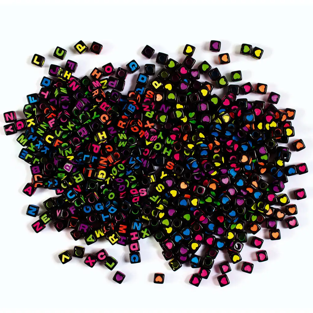 PlayBox: Schwarzes Neon-Buchstabenperlen-Set, 1250 Stück kép 2