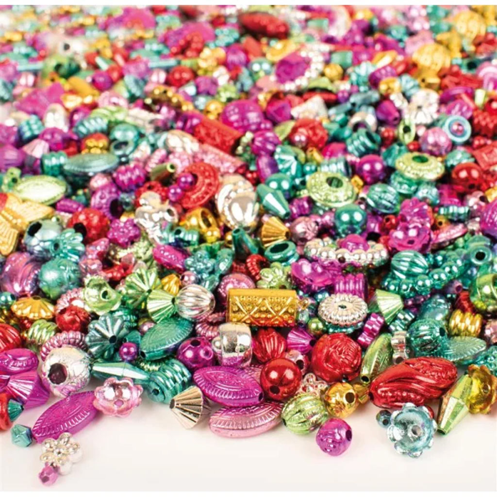 PlayBox: Set aus 3000 Metallic-Perlen in verschiedenen Formen