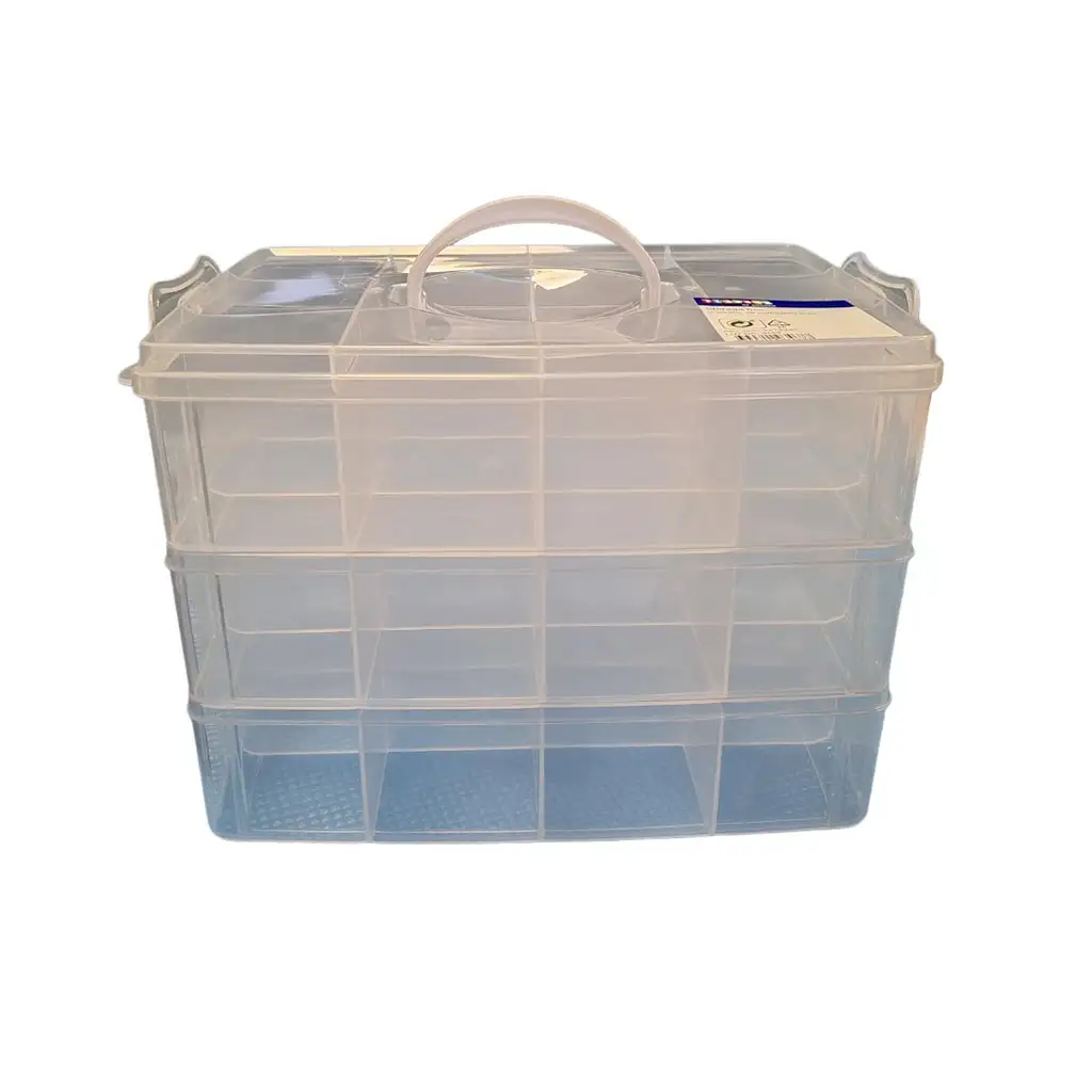 PlayBox: Transparente 36-Fächer-Aufbewahrungsbox, 3-stöckig