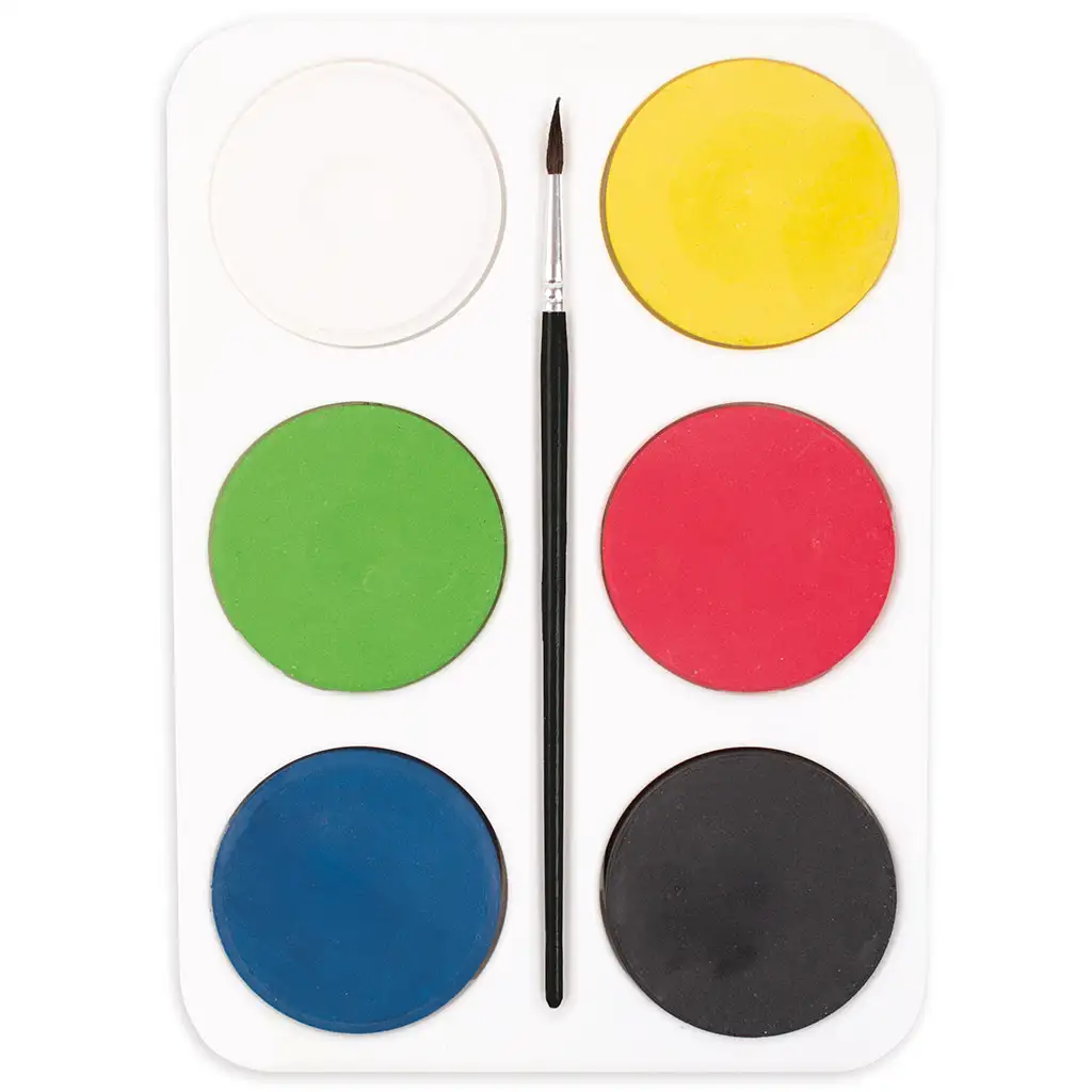 PlayBox: Wasserfarbenpalette mit 6 Stück 55mm Scheiben in Grundfarben kép 2
