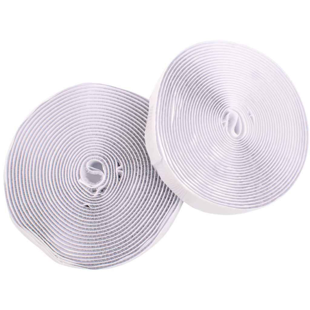 PlayBox: Weißes, selbstklebendes Klettband auf Rolle, 20mm x 5m