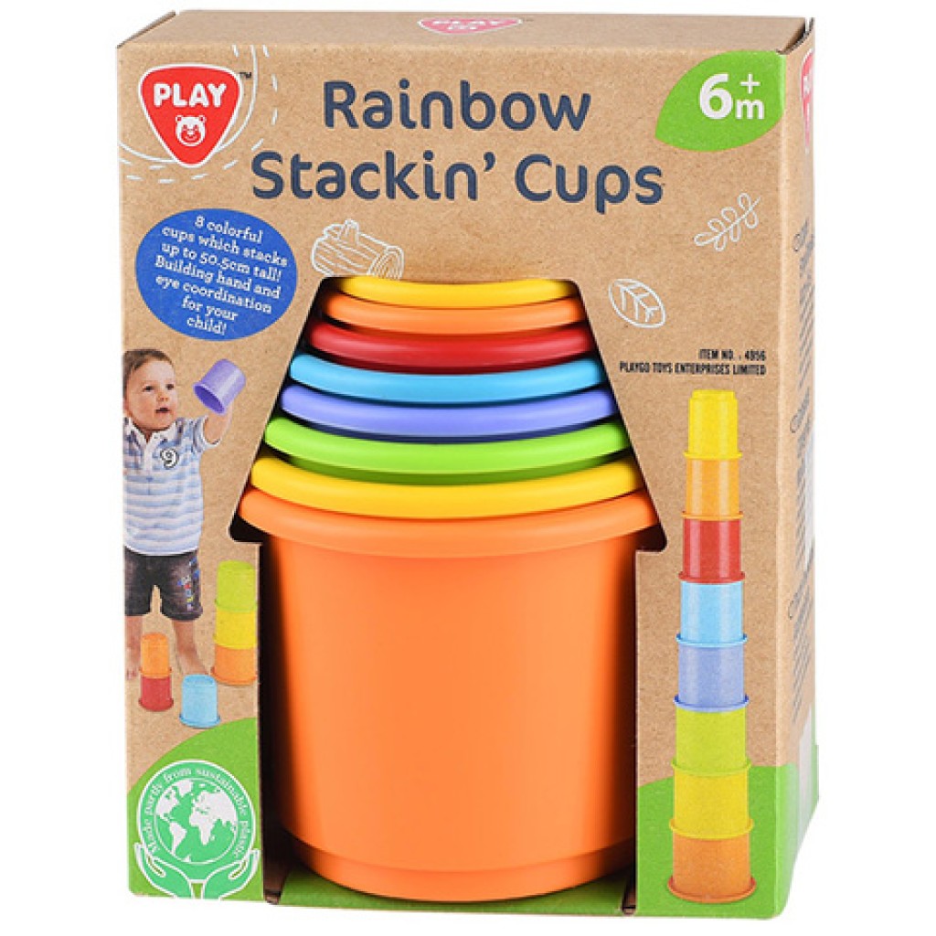 Playgo: Regenbogen-Becher-Bausatz aus recyceltem Kunststoff, 8-teiliges Set