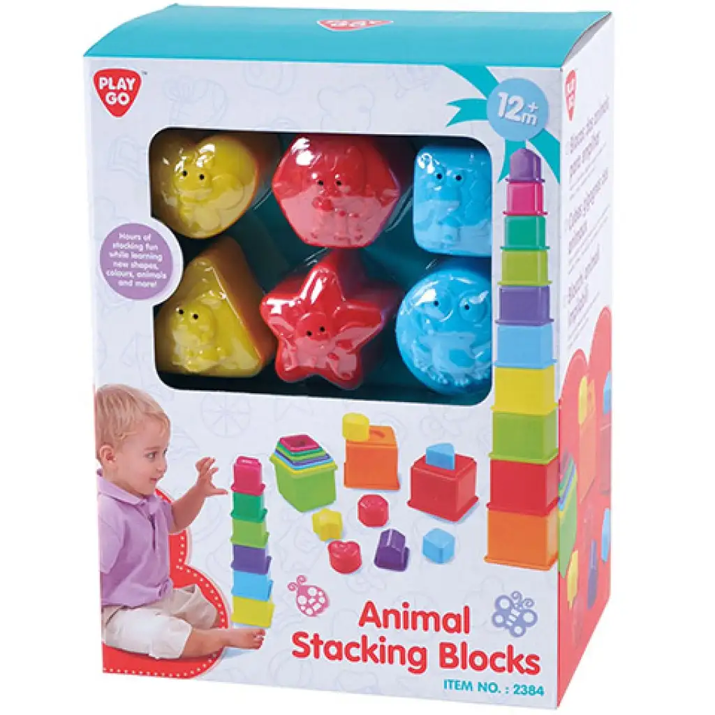 Playgo: Tierischer Turmbau mit Formensortierer