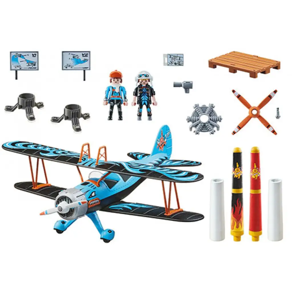 Playmobil: Air Stuntshow - "Phönix" Doppeldecker mit Sound (70831) kép 2