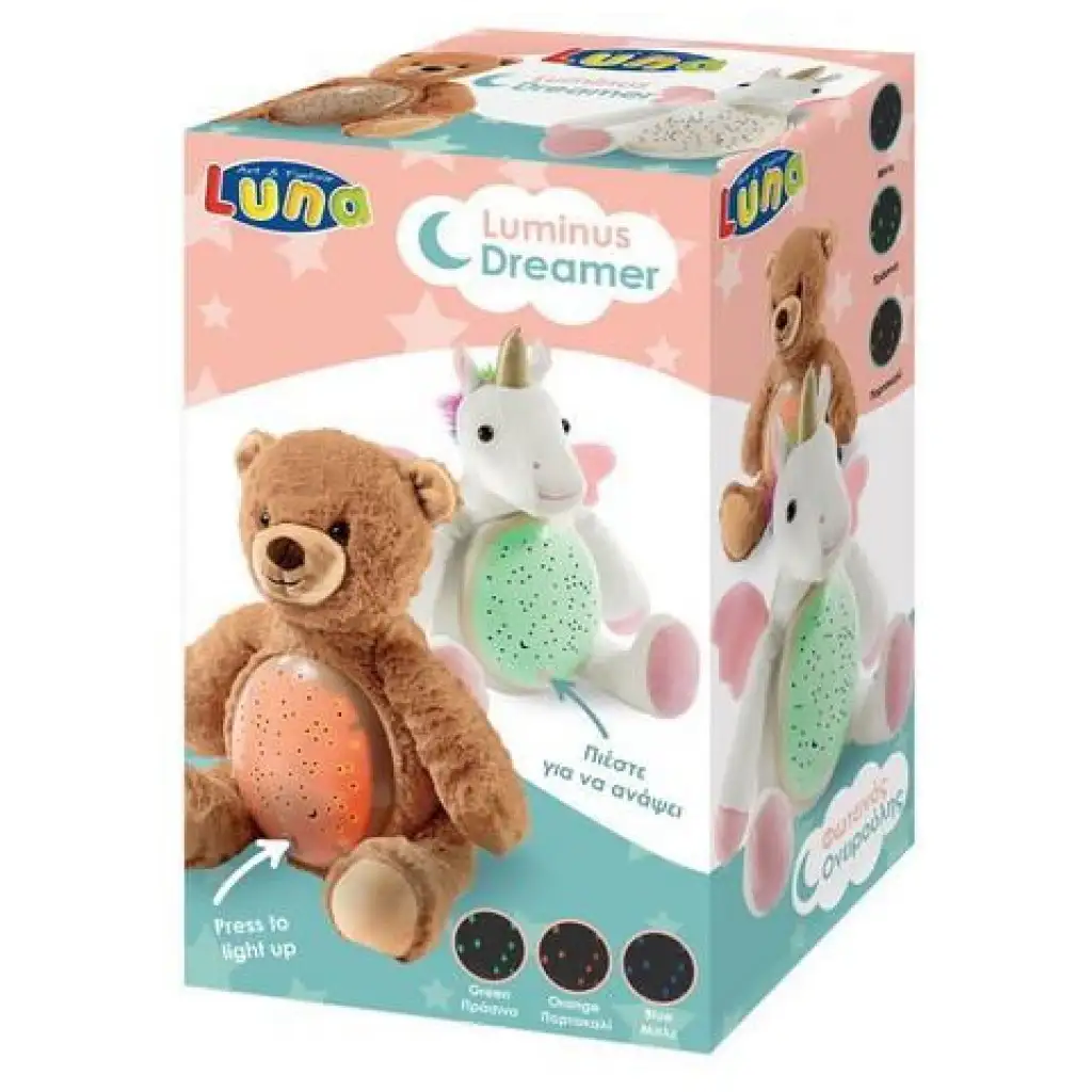 Plüsch-Einhorn mit Projektor-LED-Licht 25x27x19cm