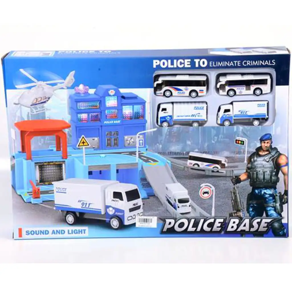 Polizeistation mit Licht und Ton, mit 4 kleinen Autos kép 1