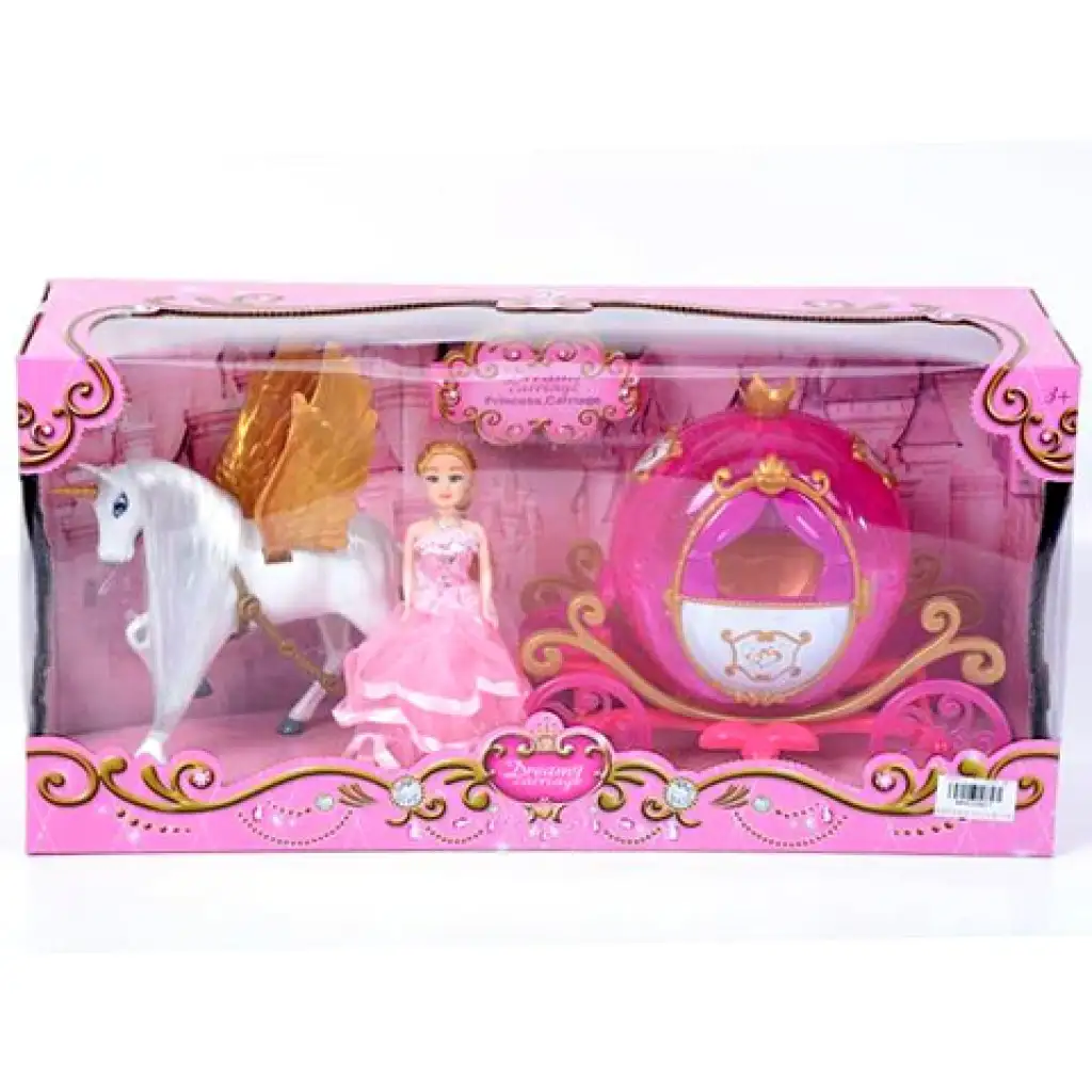 Prinzessin rosa Kutsche mit Lichtern und Geräuschen Spielset kép 1