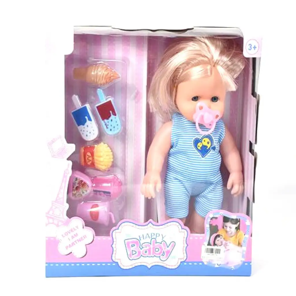 Puppe mit blonden Haaren, Stimme und Zubehör, 35 cm