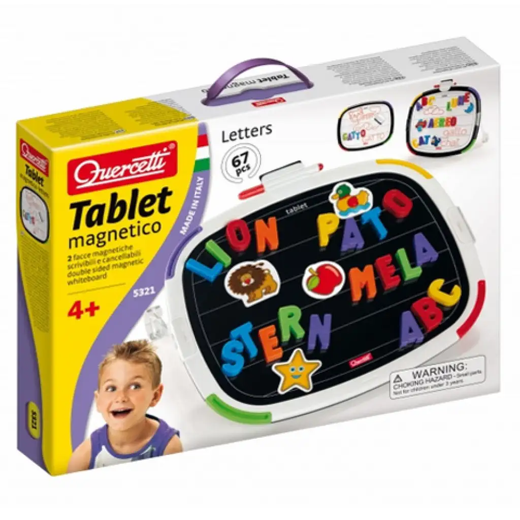 Quercetti: Beidseitige magnetische Tafel mit Buchstaben und Filzstift