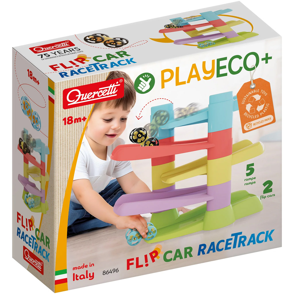Quercetti: Flip Car Eco Spiral-Turm Autorennbahn-Set