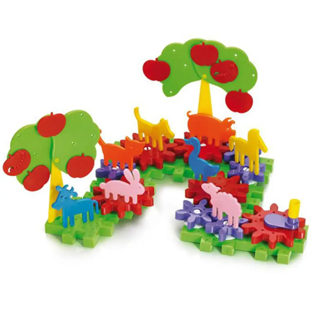 Quercetti: Georello Farm + Dschungel Zahnrad-Bausatz 110-teiliges Set kép 3