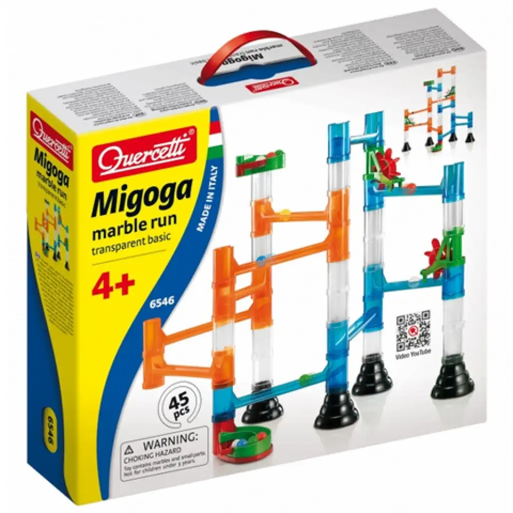 Quercetti: Migoga Transparente Kugelbahn 45-teilig