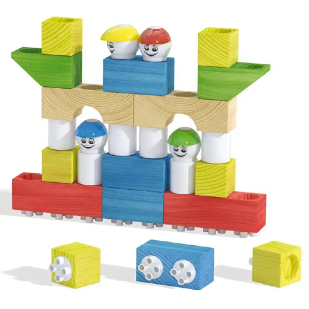 Quercetti: Modi Bloc Premium Holz- und Kunststoff-Bauspiel 30-teilig kép 4