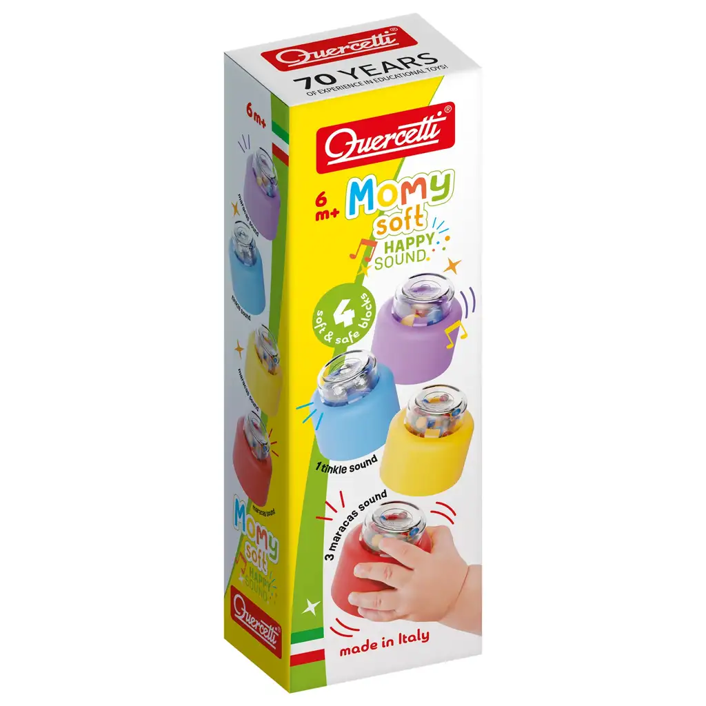 Quercetti: Momy Soft 4-teiliges weiches Rassel-Baustein-Set