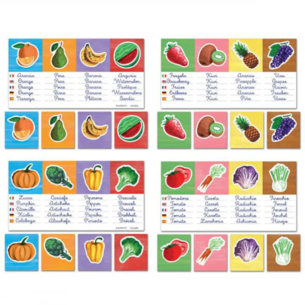 Quercetti: Montessori Gemüse und Obst fremdsprachiges Lernspiel 3-teiliges Spielset kép 2