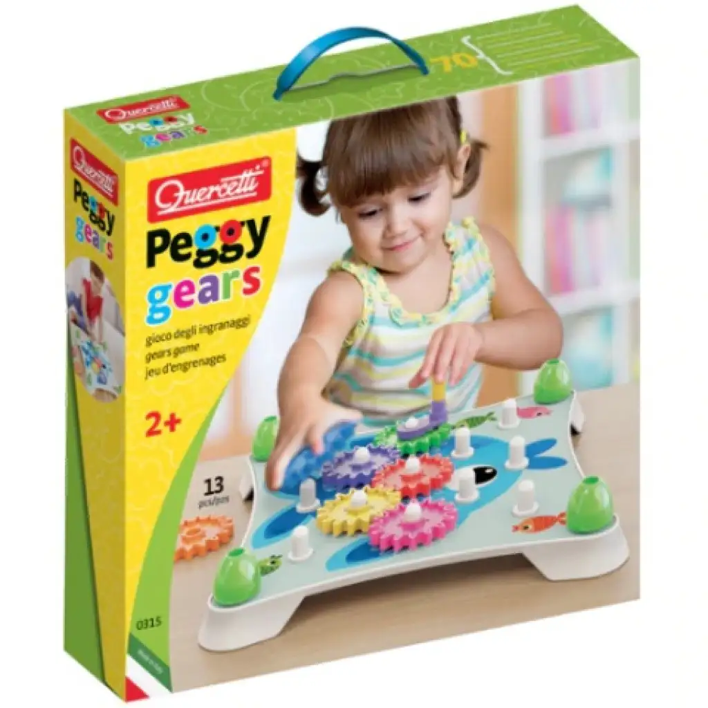 Quercetti: Peggy Gears 13-teiliges Zahnradspielset