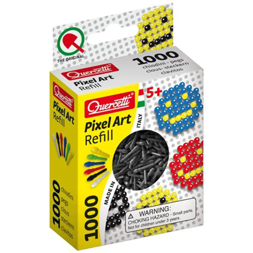 Quercetti: Pixel Art schwarze 4mm-Nachfüllpünktchen, 1000 Stück