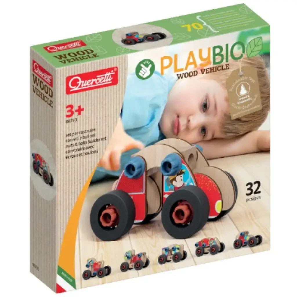 Quercetti: Play Bio zusammenbaubares kleines Auto 32-teilig