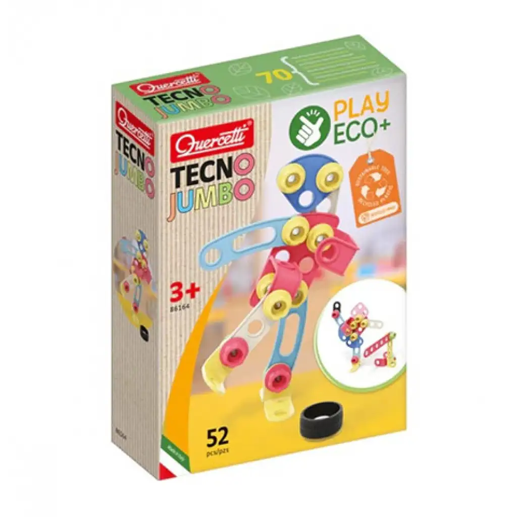 Quercetti: Play Eco Tecno Jumbo 52-tlg. Konstruktionsspielzeug