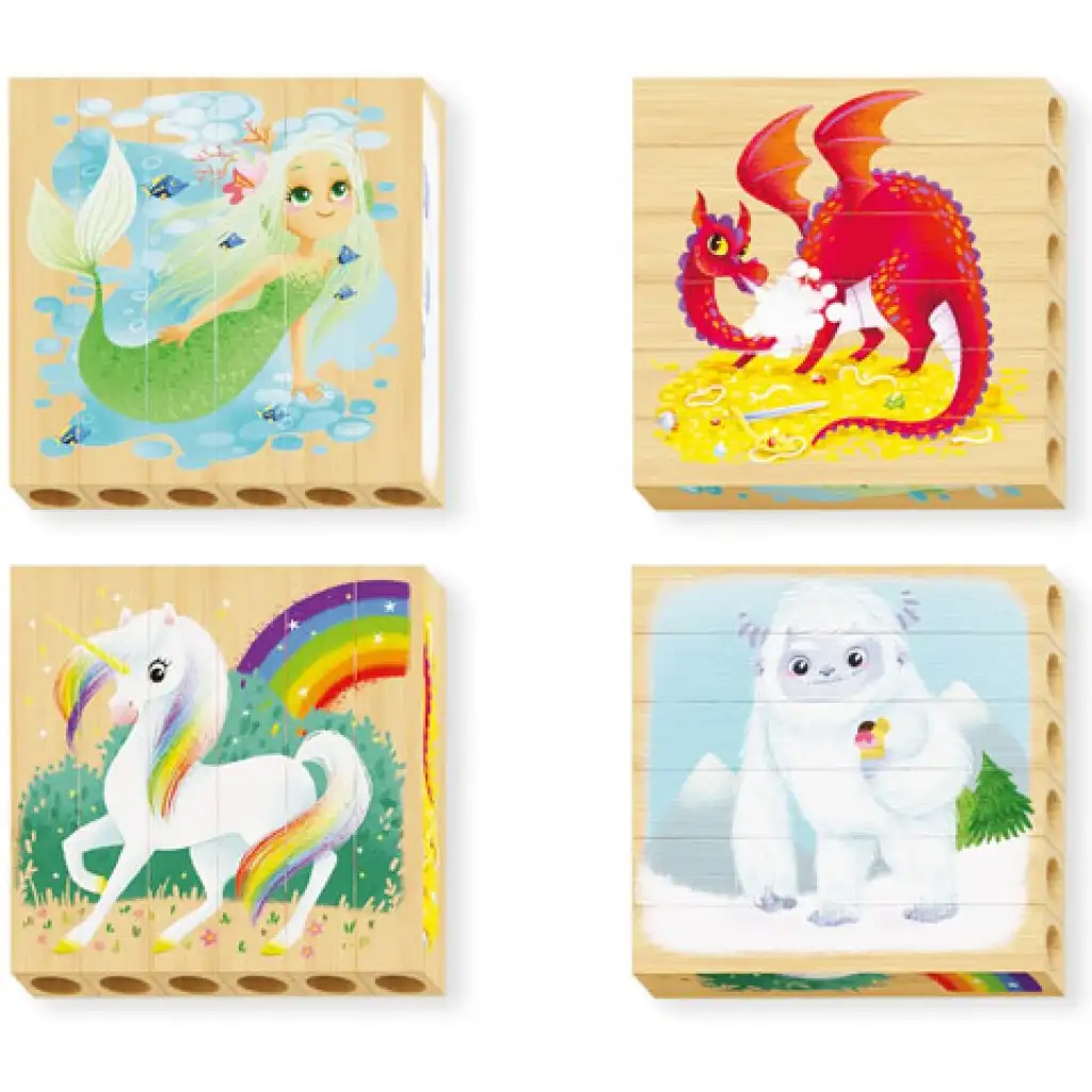 Quercetti: PlayBio Fantastische Wesen 4-in-1 Holzklotz-Puzzle kép 2
