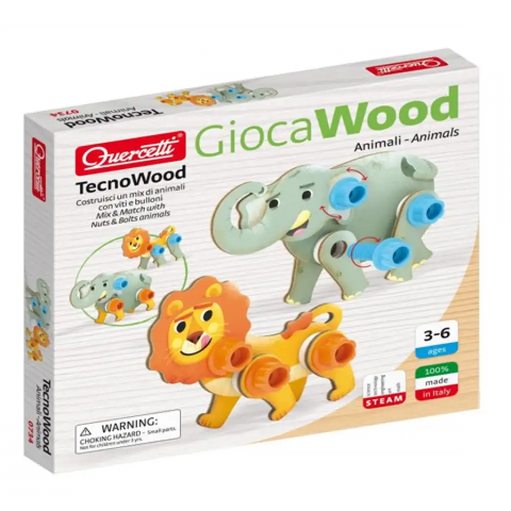 Quercetti: Techo Tier-Holzbauspiel