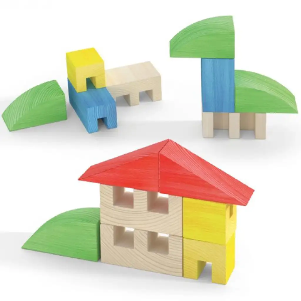 Quercetti: ToyTown Basic 15-teiliges Holzbauspielzeug kép 3