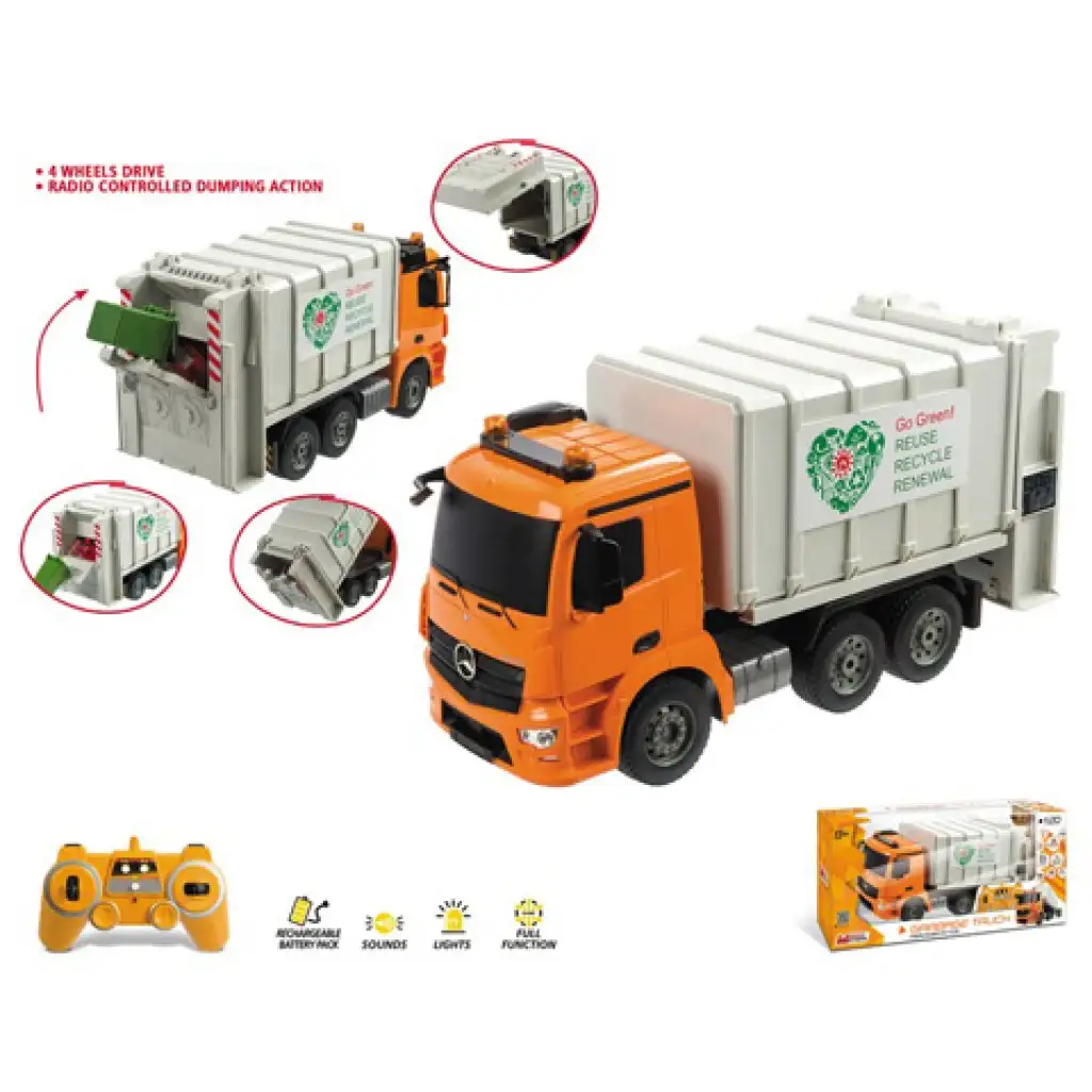 RC Mercedes Arocs ferngesteuertes Müllauto 1:20 mit Licht und Sound 2,4GHz kép 2