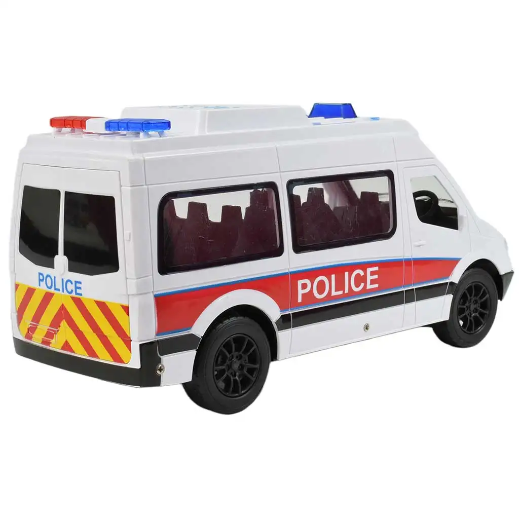RC ferngesteuerter weißer Polizeibus mit Lichteffekten 2,4GHz 1/12 Maßstab 30cm kép 3