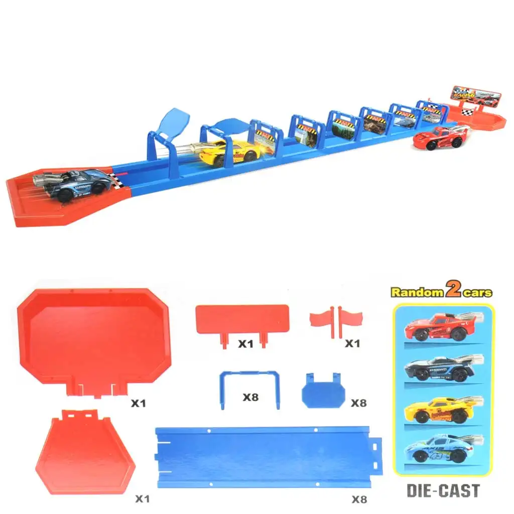 Racing Sports: Extreme Challenge Beschleunigungsrennstrecken-Set mit Hindernissen und 2 kleinen Autos kép 2