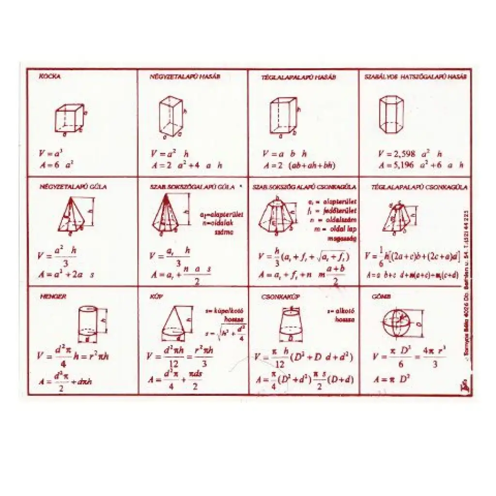 Raumvolumentabelle Größe A/5