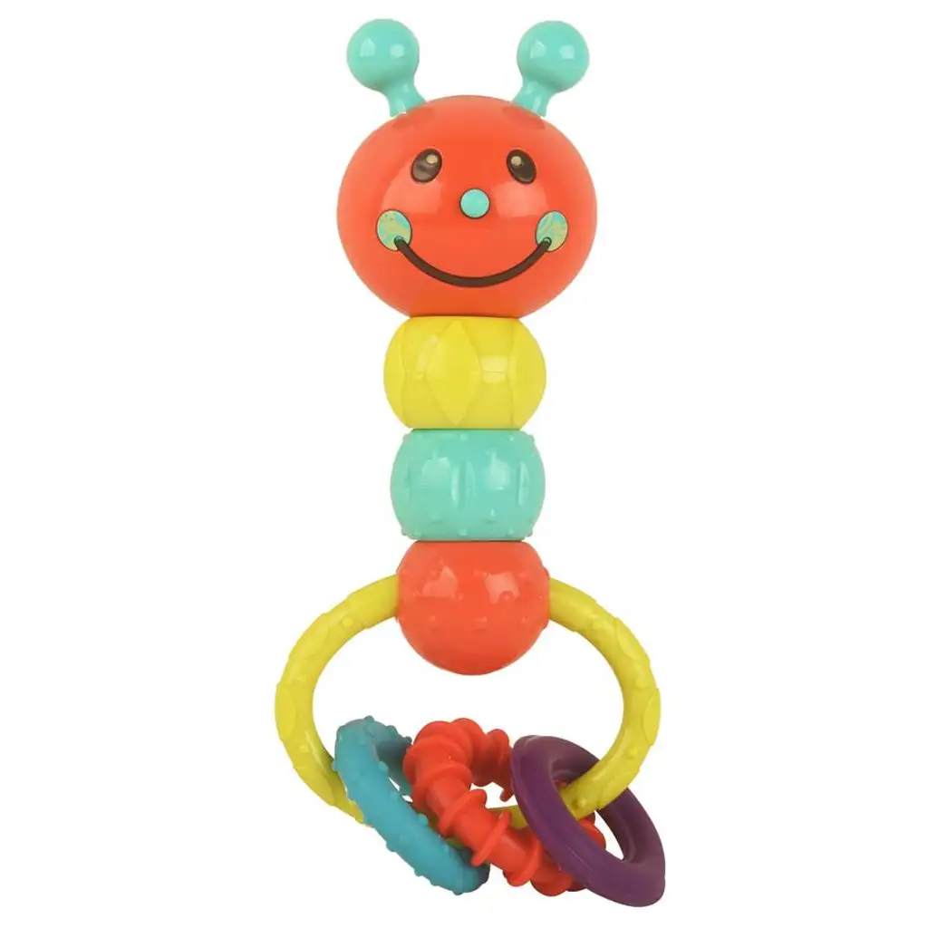 Raupenförmige bunte Babyrassel und Beißring 18cm kép 3