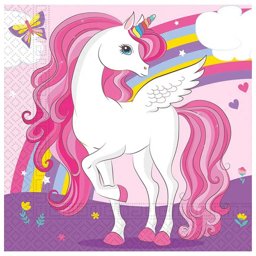 Regenbogen-Einhorn 2-lagige Serviette 20er-Pack