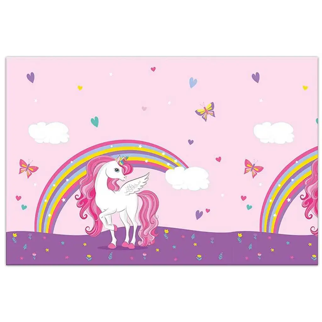 Regenbogen Einhorn Kunststoff Tischdecke 120x180cm