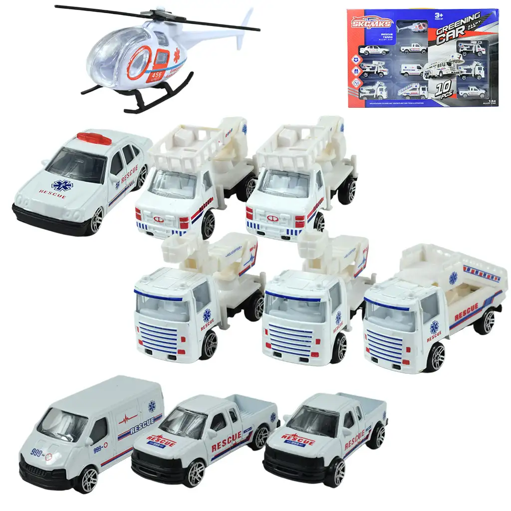 Rettungsteams: 10-teiliges Rettungsfahrzeug-Set kép 2