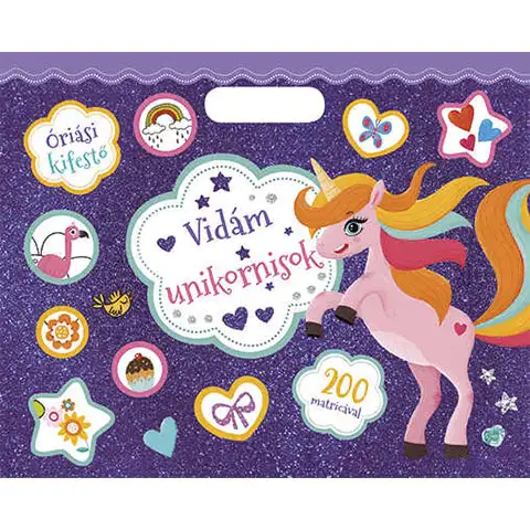 Riesen-Malbuch – Fröhliche Einhörner Mal- und Stickerheft