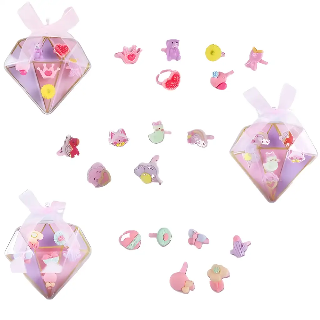 Ring-Set in verschiedenen Ausführungen in einer diamantförmigen Box, 1 Stück