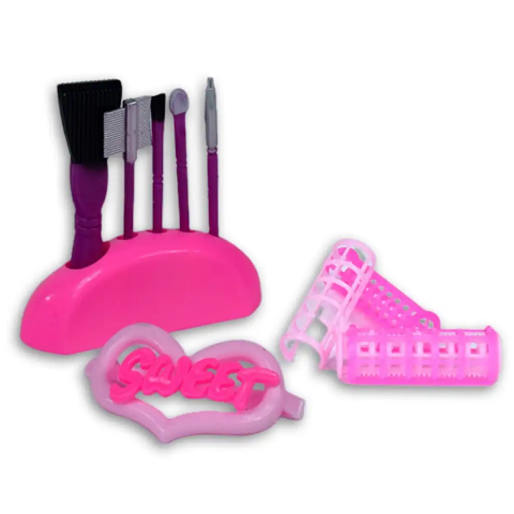 Rosa 7-teiliges Beauty-Set mit Schminkpinseln, Haartrockner und Zubehör. kép 3