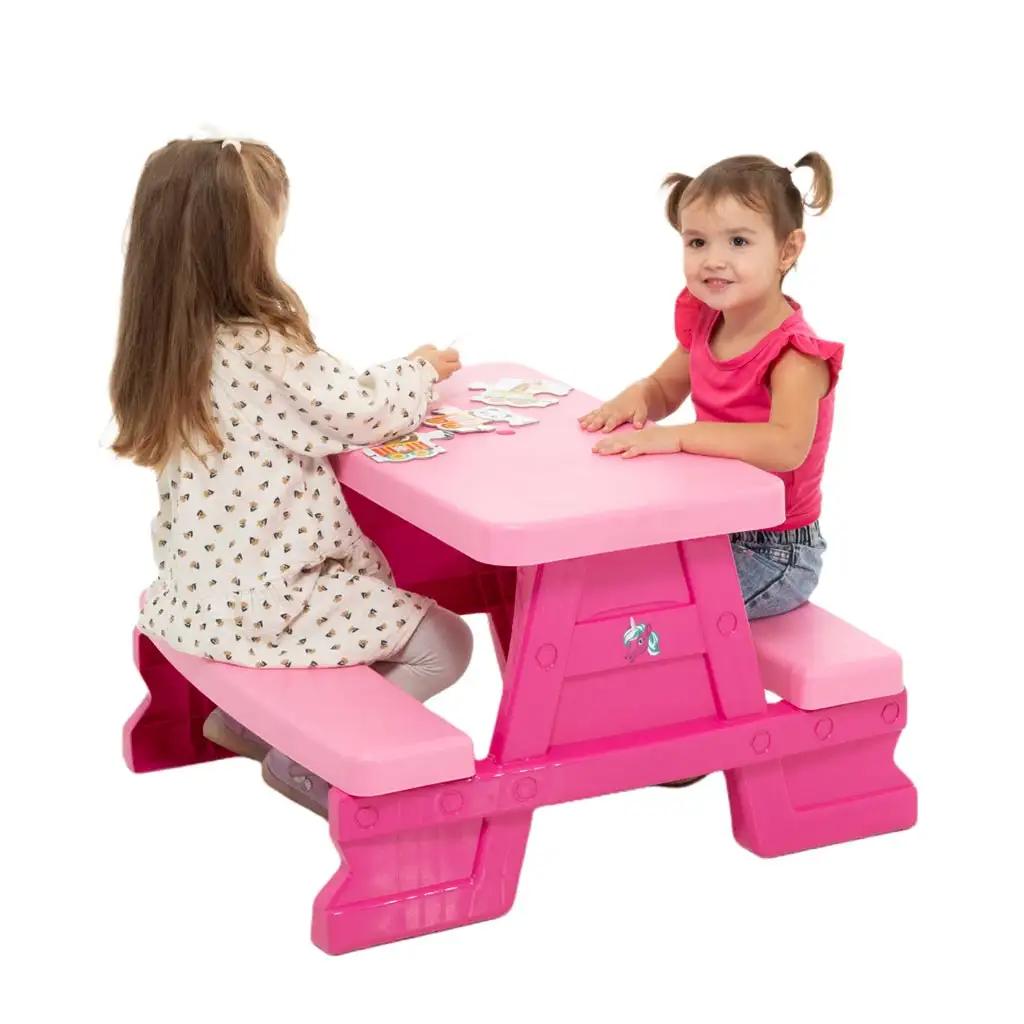 Rosa Picknicktisch 70x79x47cm