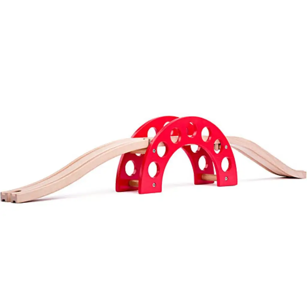 Rote Holz-Eisenbahnbrücke mit Schiene - Woodyland kép 2