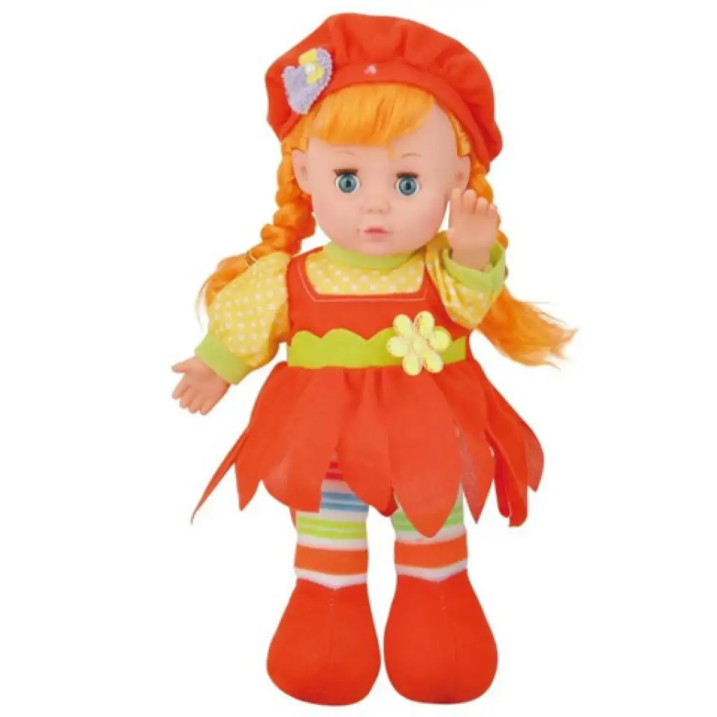 Rothaarige Stoffpuppe mit roter Mütze, 30 cm kép 1