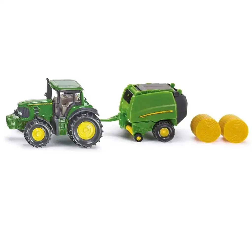 SIKU John Deere Traktor mit Rundballenpresse 1/72