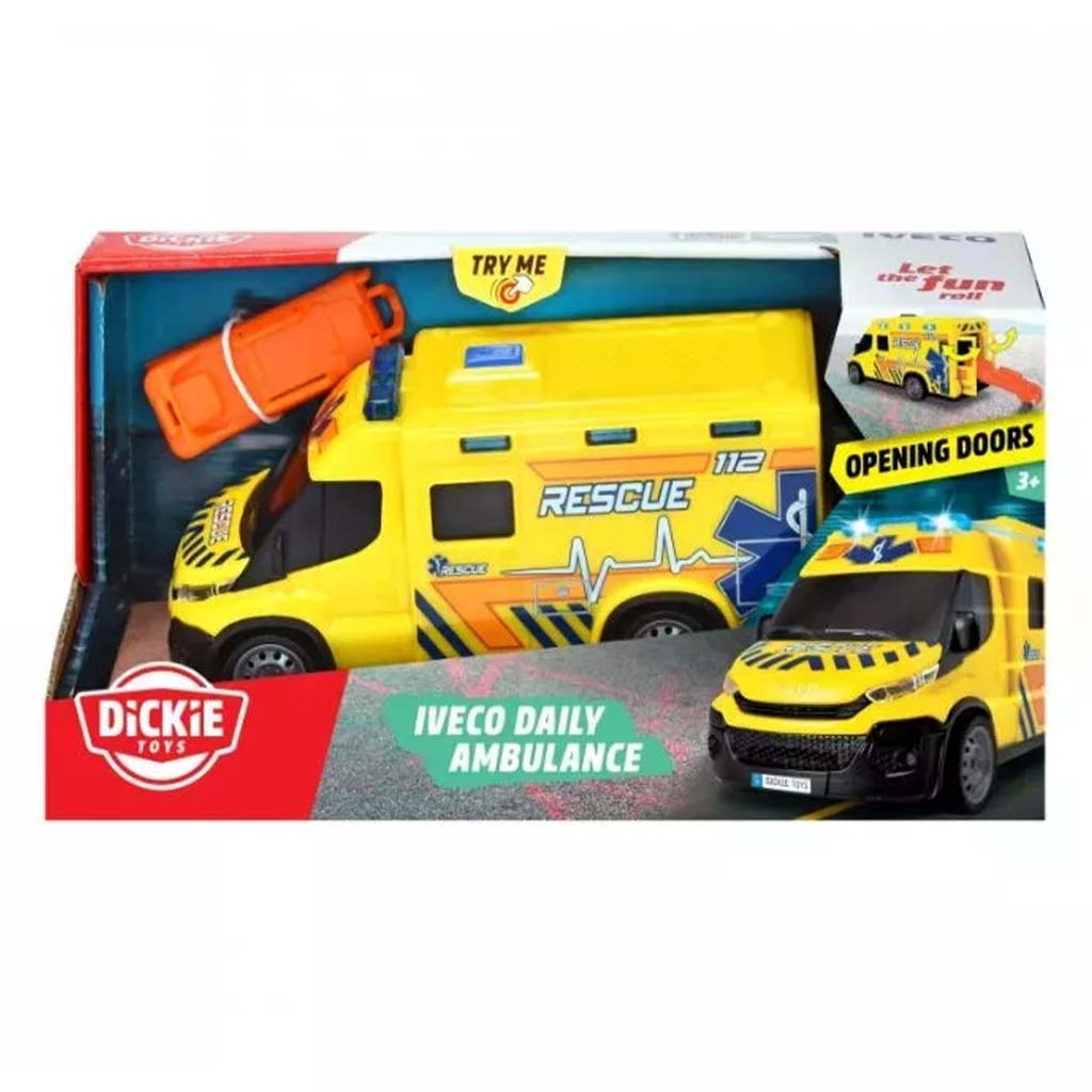 SOS Iveco Krankenwagen mit Sound und Licht, 18 cm – Dickie Toys