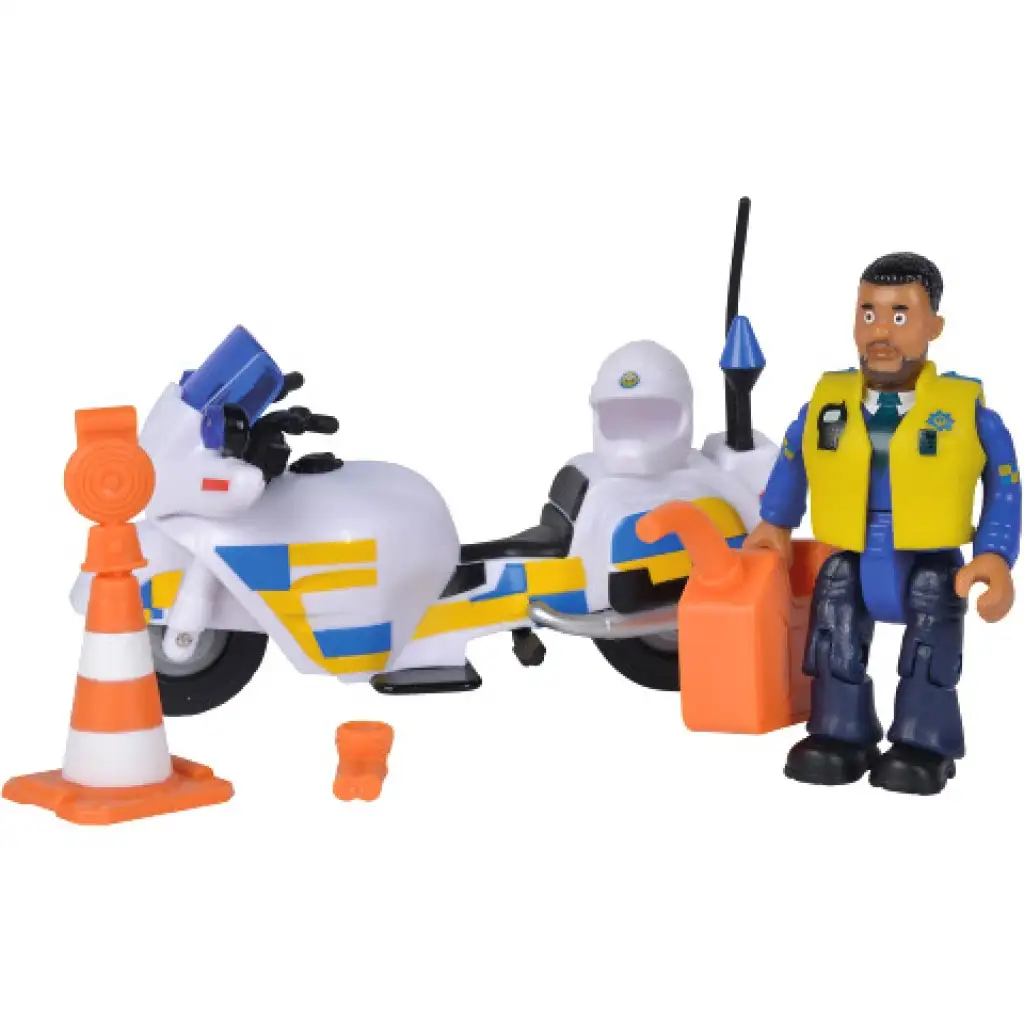 Sam der Feuerwehrmann: Malcolm Motorradpolizist Figurenset - Simba Toys kép 2